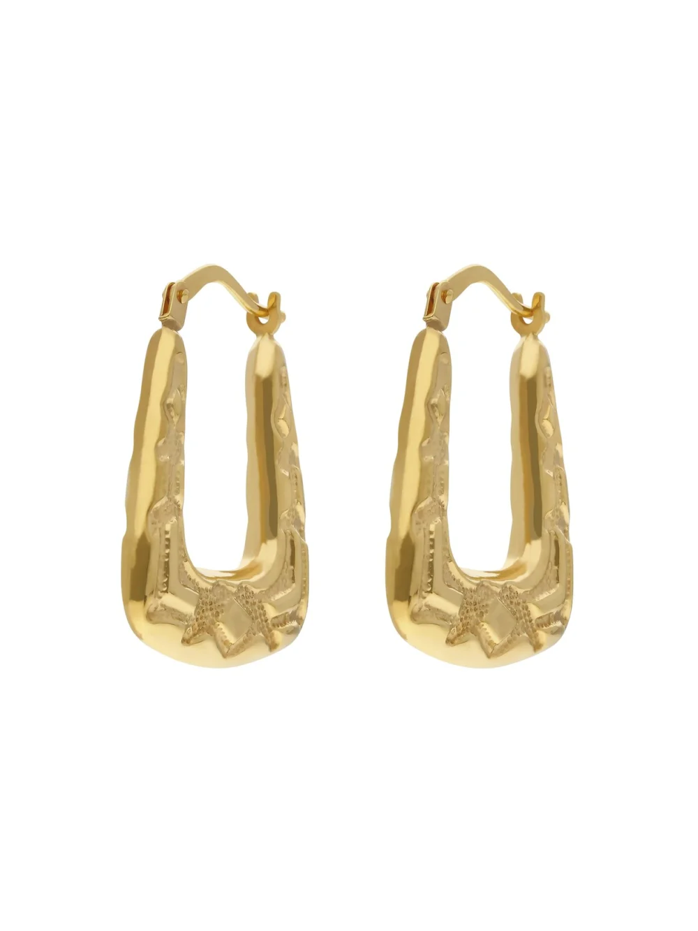 William May 9ct Yellow Gold Patterned Handbag Creole Earrings