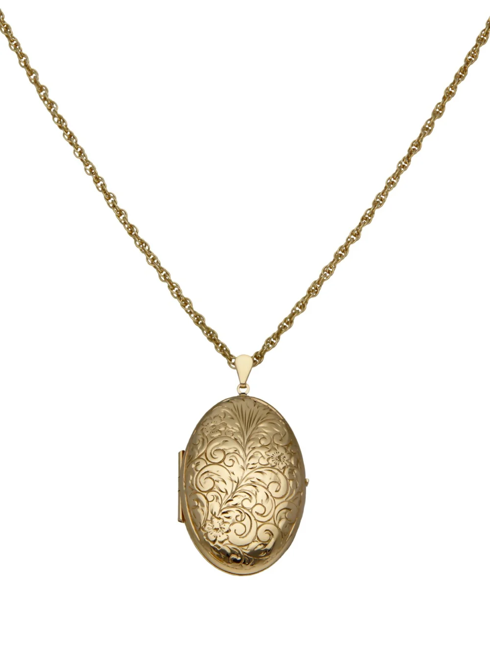 William May 9ct Yellow Gold Patterned Locket & Chain Necklace