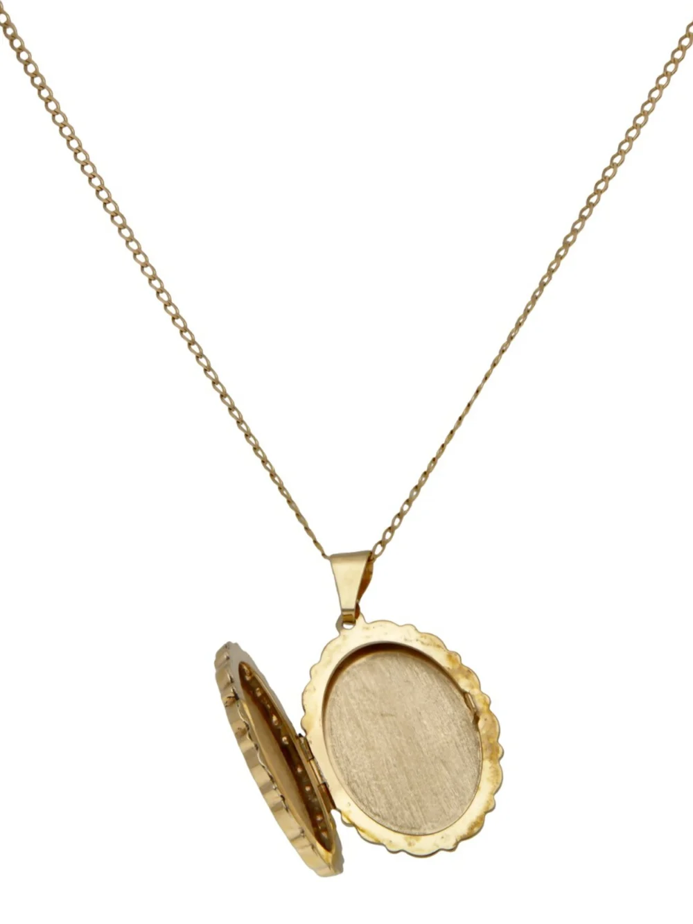 William May 9ct Yellow Gold Patterned Locket & Curb Chain Necklace, view 2