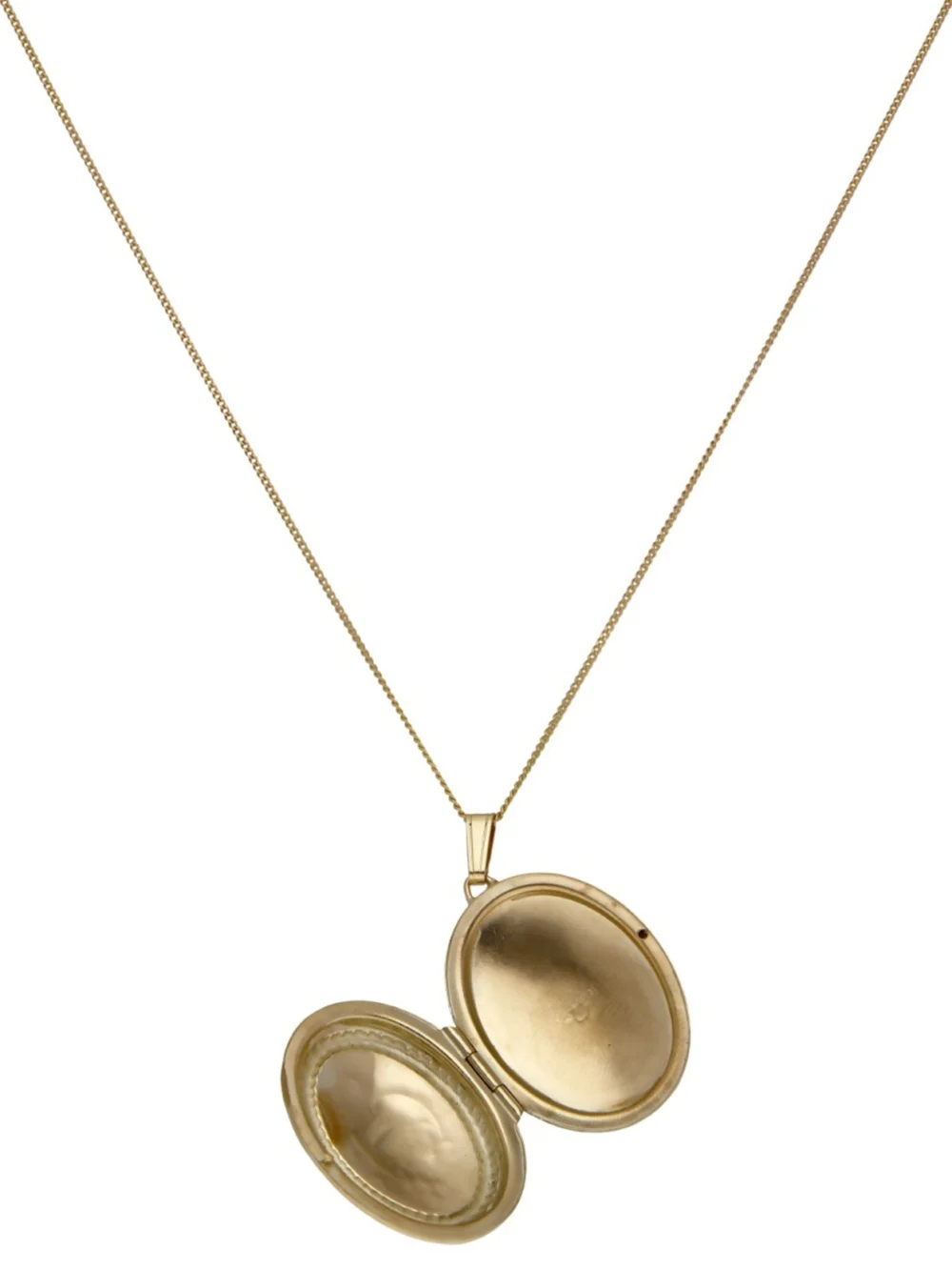 William May 9ct Yellow Gold Patterned Oval Locket & Chain Necklace, view 3