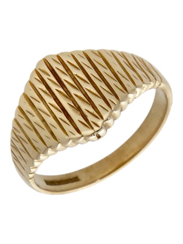 William May 9ct Yellow Gold Patterned Ridged Dress Ring