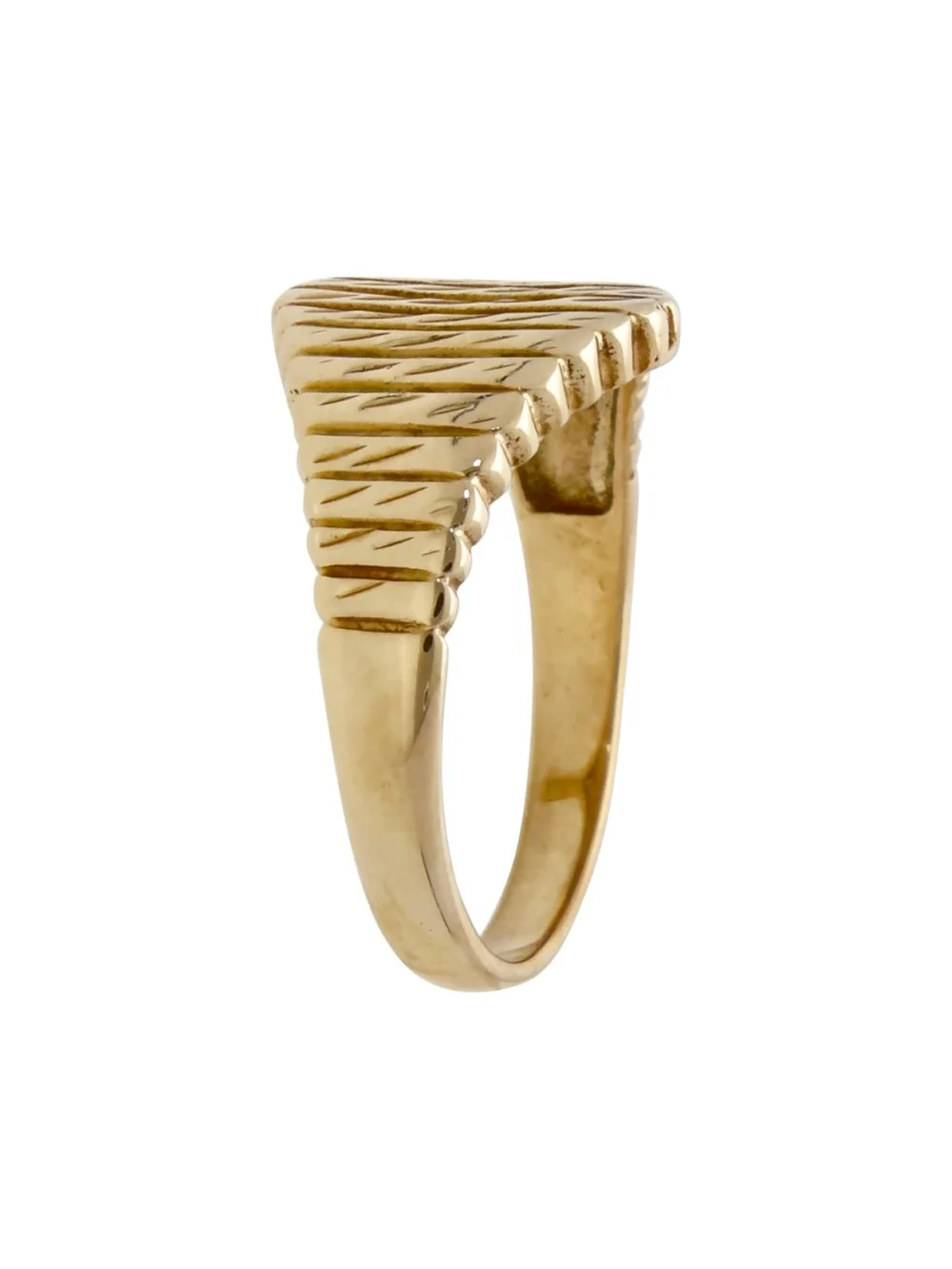 William May 9ct Yellow Gold Patterned Ridged Dress Ring, view 2
