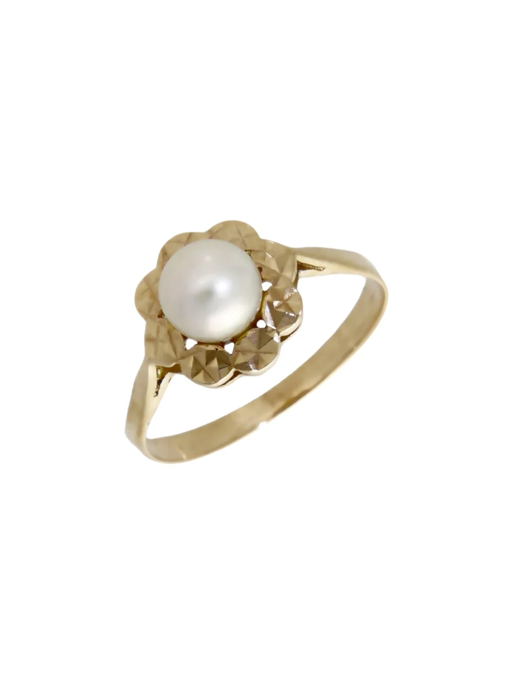 William May 9ct Yellow Gold Pearl Set Flower Dress Ring