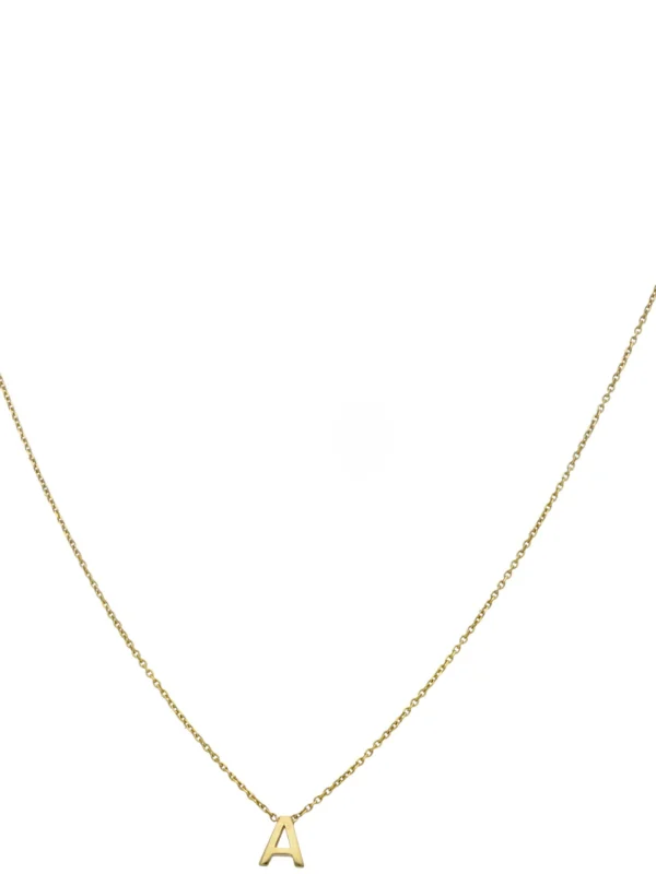 William May 9ct Yellow Gold Petite Initial a 17 Inch Chain Necklace
