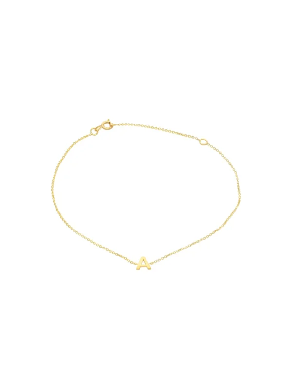 William May 9ct Yellow Gold Petite Initial a Ladies Bracelet