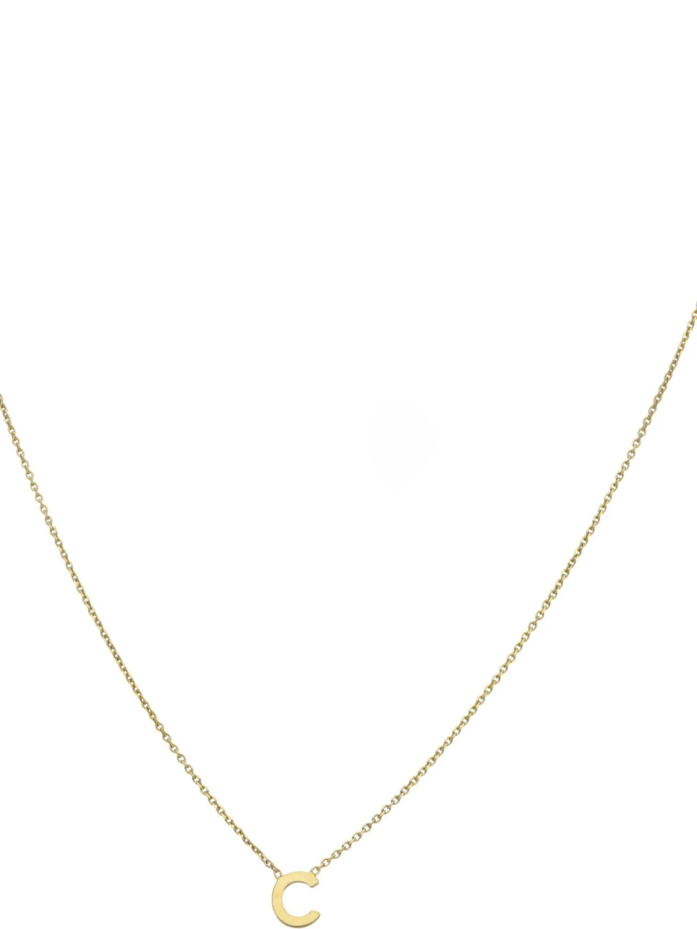 William May 9ct Yellow Gold Petite Initial C 17 Inch Chain Necklace
