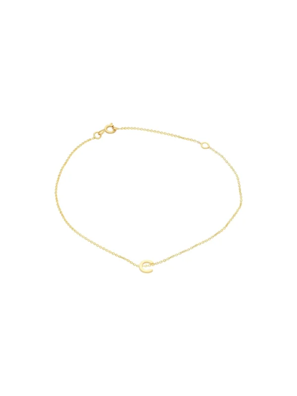 William May 9ct Yellow Gold Petite Initial C Ladies Bracelet