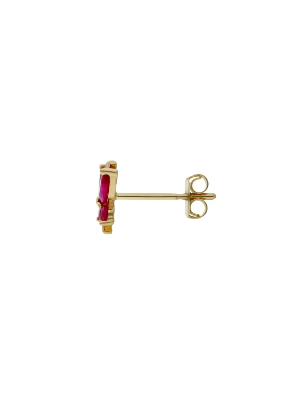 William May 9ct Yellow Gold Pink Cubic Zirconia Butterfly Stud Earrings, view 2
