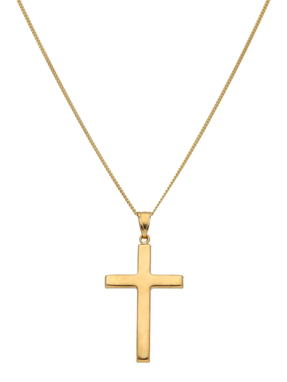 William May 9ct Yellow Gold Plain Cross Pendant & 22"Curb Chain Necklace