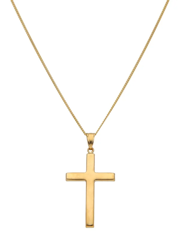 William May 9ct Yellow Gold Plain Cross Pendant & 22"Curb Chain Necklace