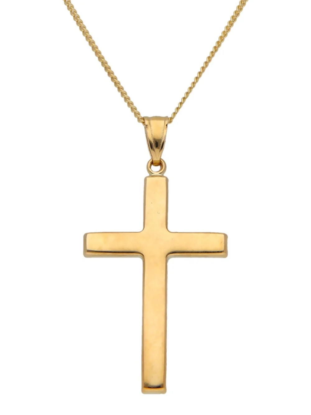 William May 9ct Yellow Gold Plain Cross Pendant & 22"Curb Chain Necklace, view 2