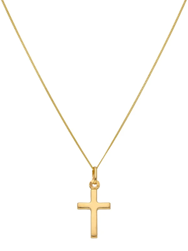 William May 9ct Yellow Gold Polished Cross Pendant & 18" Necklace