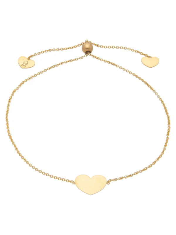 William May 9ct Yellow Gold Polished Heart Toggle Bracelet