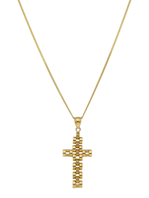 William May 9ct Yellow Gold Presidential Style Cross Pendant & 20" Necklace