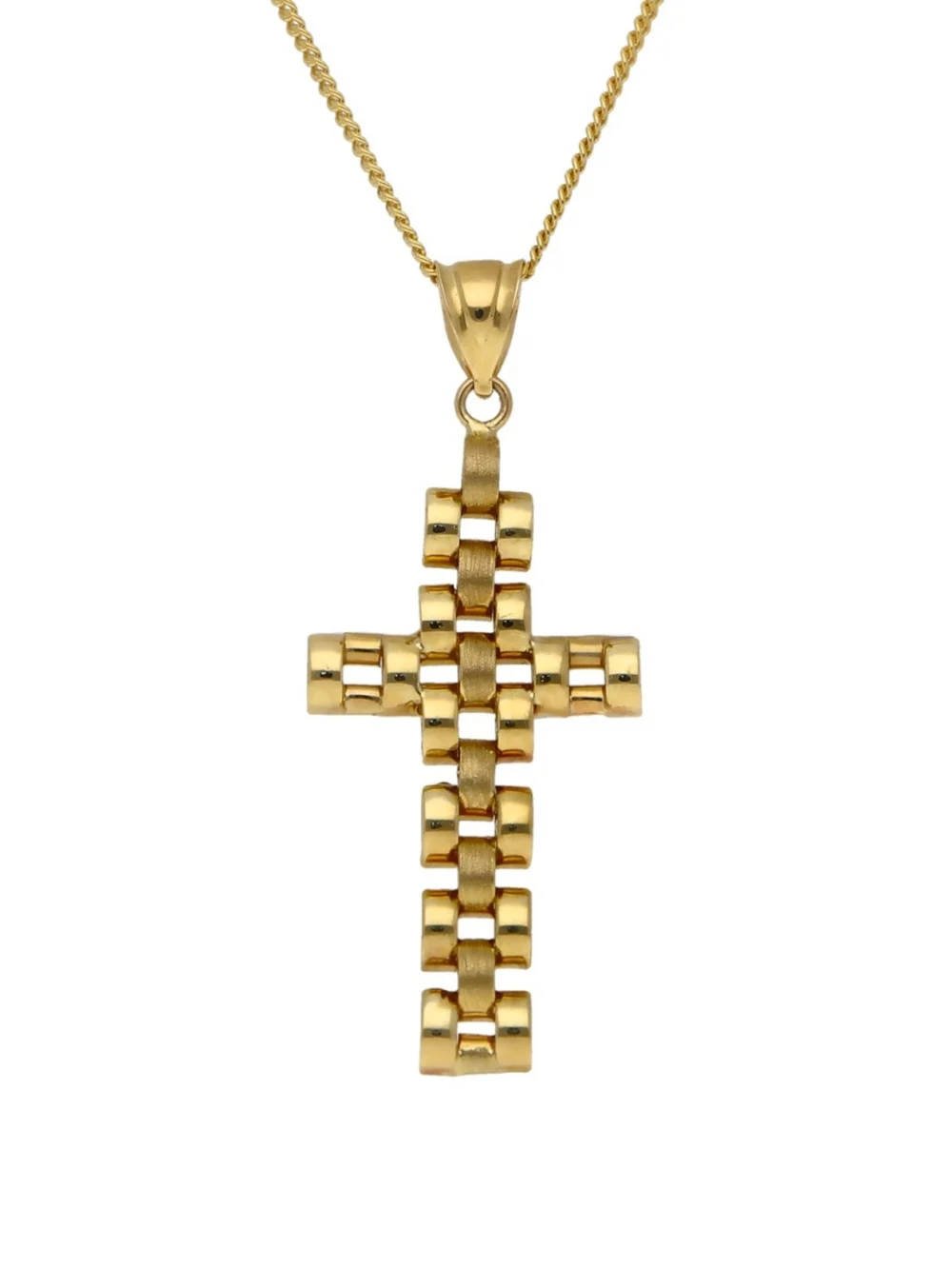 William May 9ct Yellow Gold Presidential Style Cross Pendant & 20" Necklace, view 2