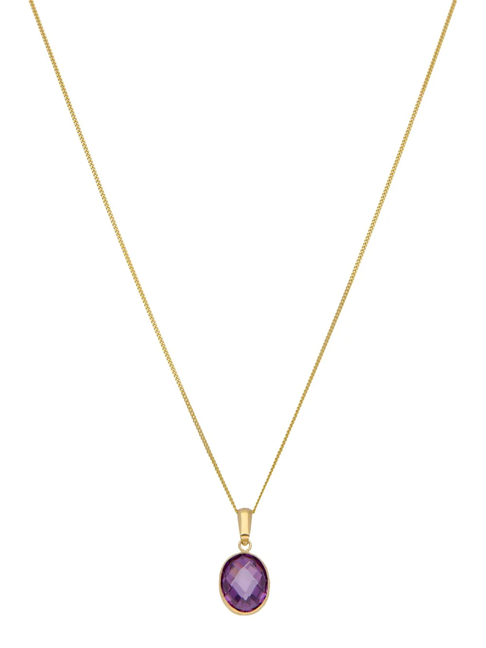William May 9ct Yellow Gold Purple Cubic Zirconia 18" Pendant Necklace