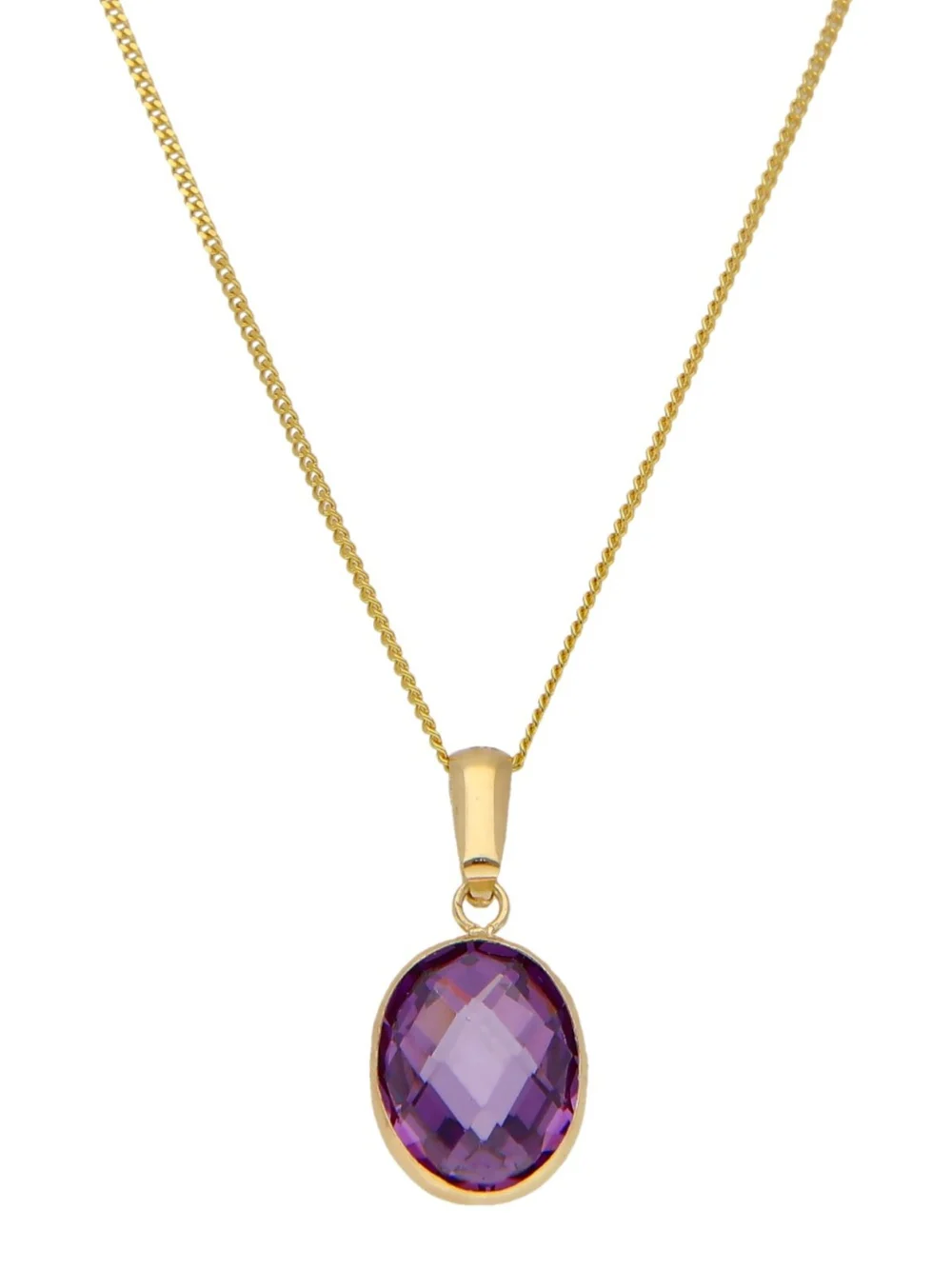 William May 9ct Yellow Gold Purple Cubic Zirconia 18" Pendant Necklace, view 2