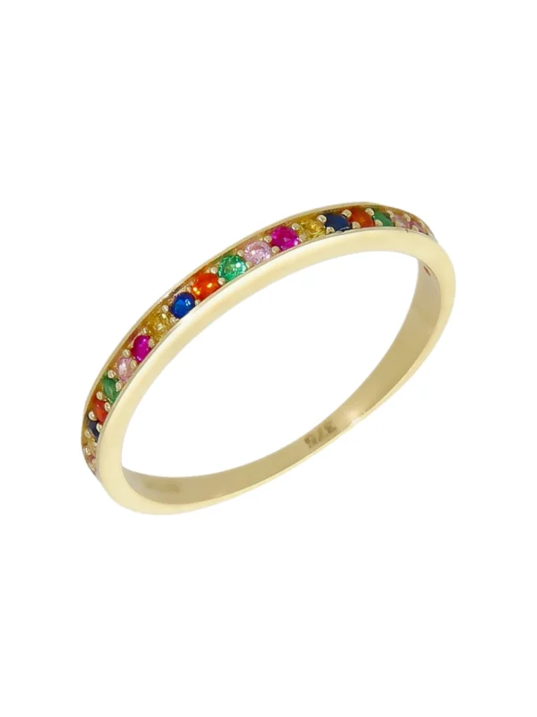 William May 9ct Yellow Gold Rainbow Cubic Zirconia Half Eternity Ring