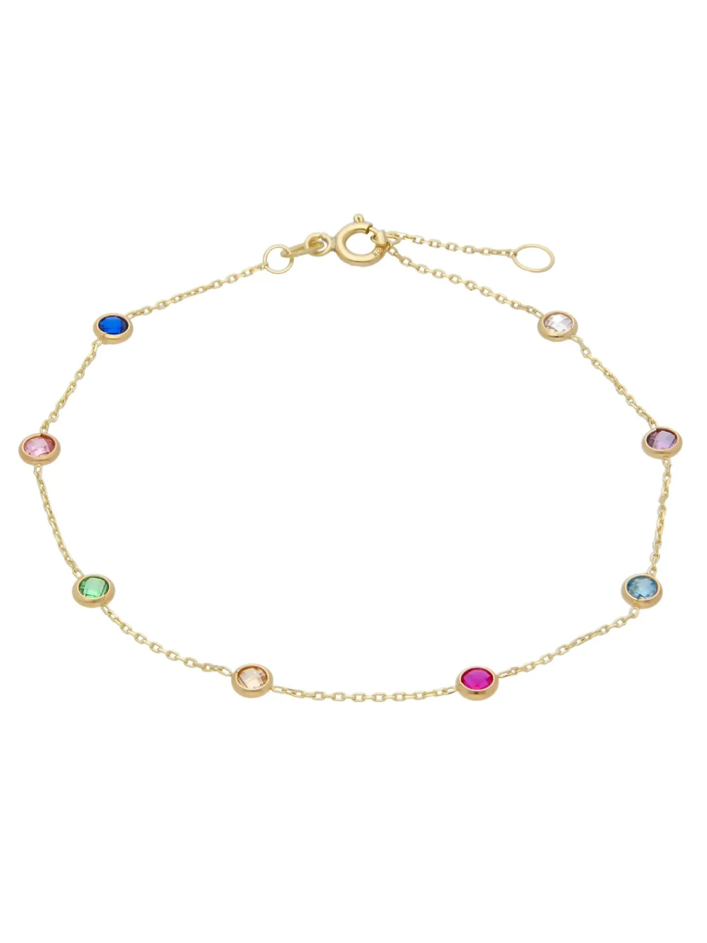 William May 9ct Yellow Gold Rainbow Cubic Zirconia Station Bracelet