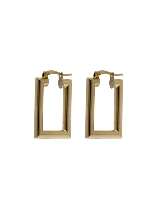 William May 9ct Yellow Gold Rectangle Creole Earrings