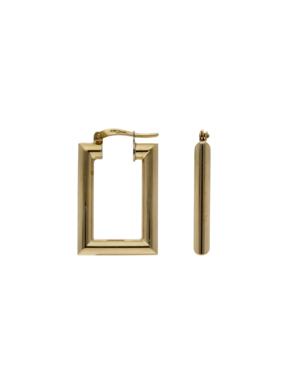 William May 9ct Yellow Gold Rectangle Creole Earrings, view 2