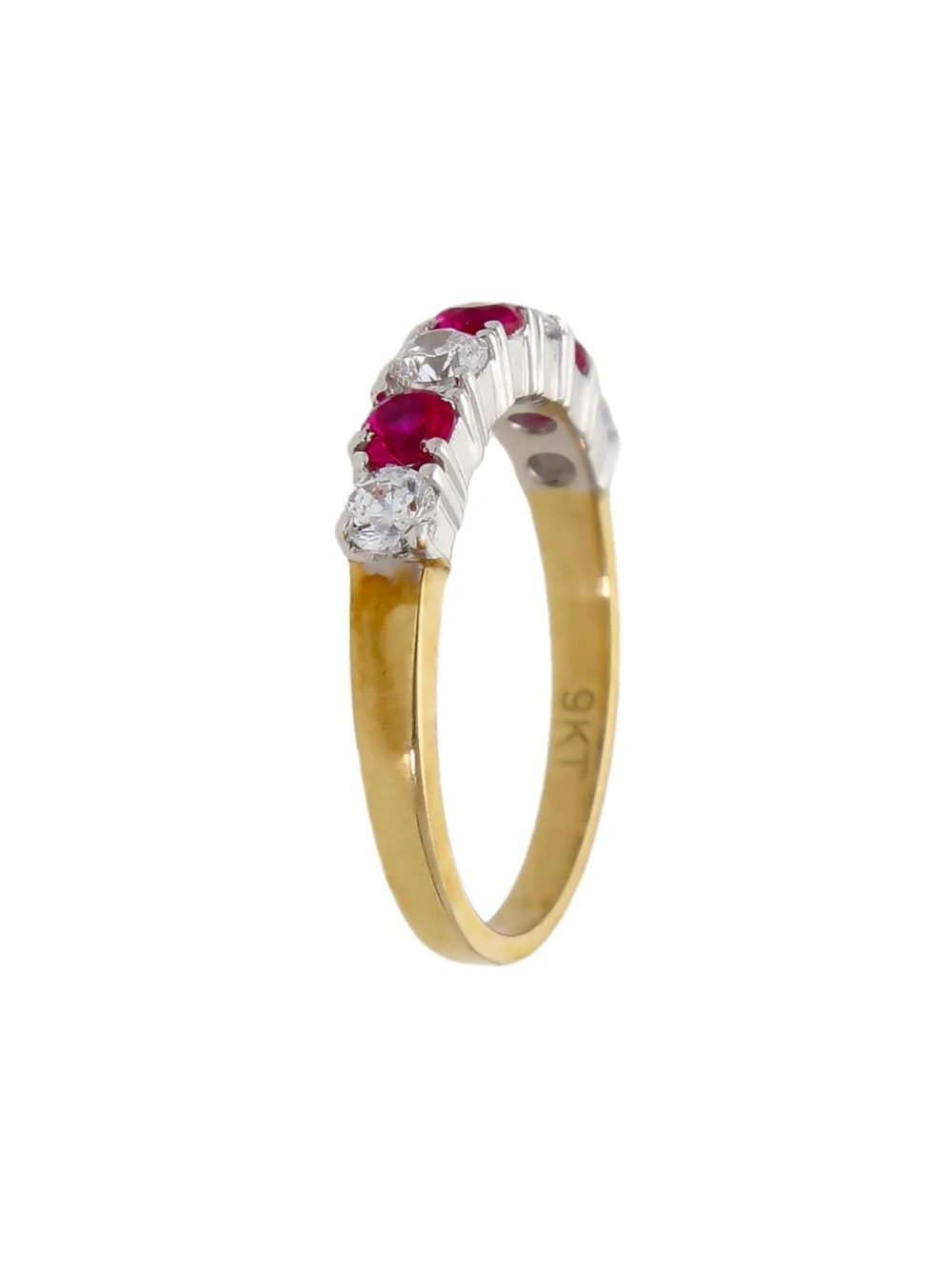 William May 9ct Yellow Gold Red & White Cubic Zirconia Eternity Ring, view 2