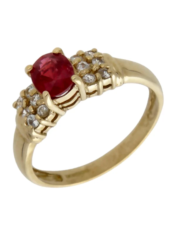 William May 9ct Yellow Gold Red & White Topaz Dress Ring