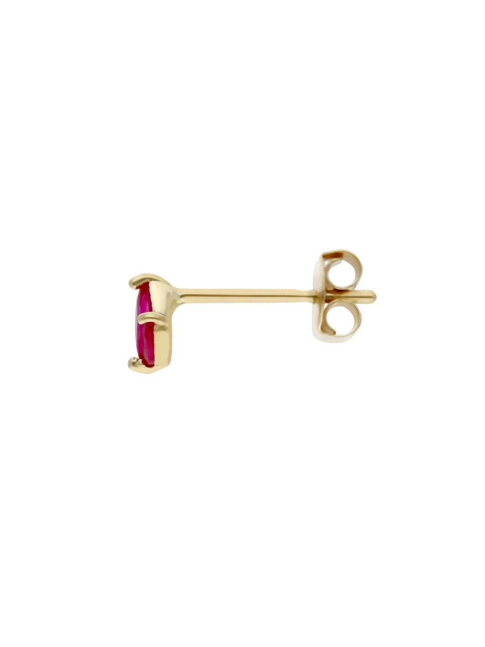 William May 9ct Yellow Gold Red Cubic Zirconia Trilogy Stud Earrings, view 2