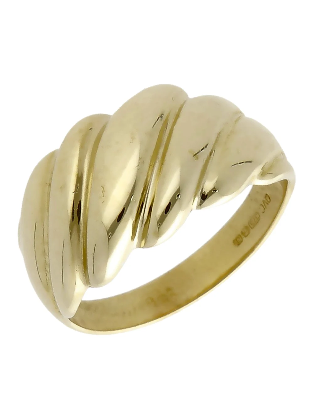 William May 9ct Yellow Gold Ribbed Wave Twist Ring