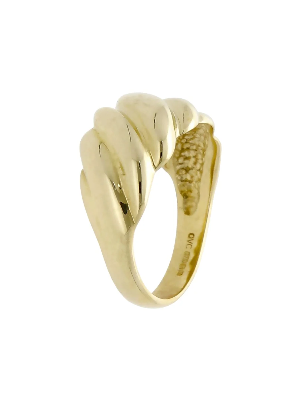 William May 9ct Yellow Gold Ribbed Wave Twist Ring, view 2