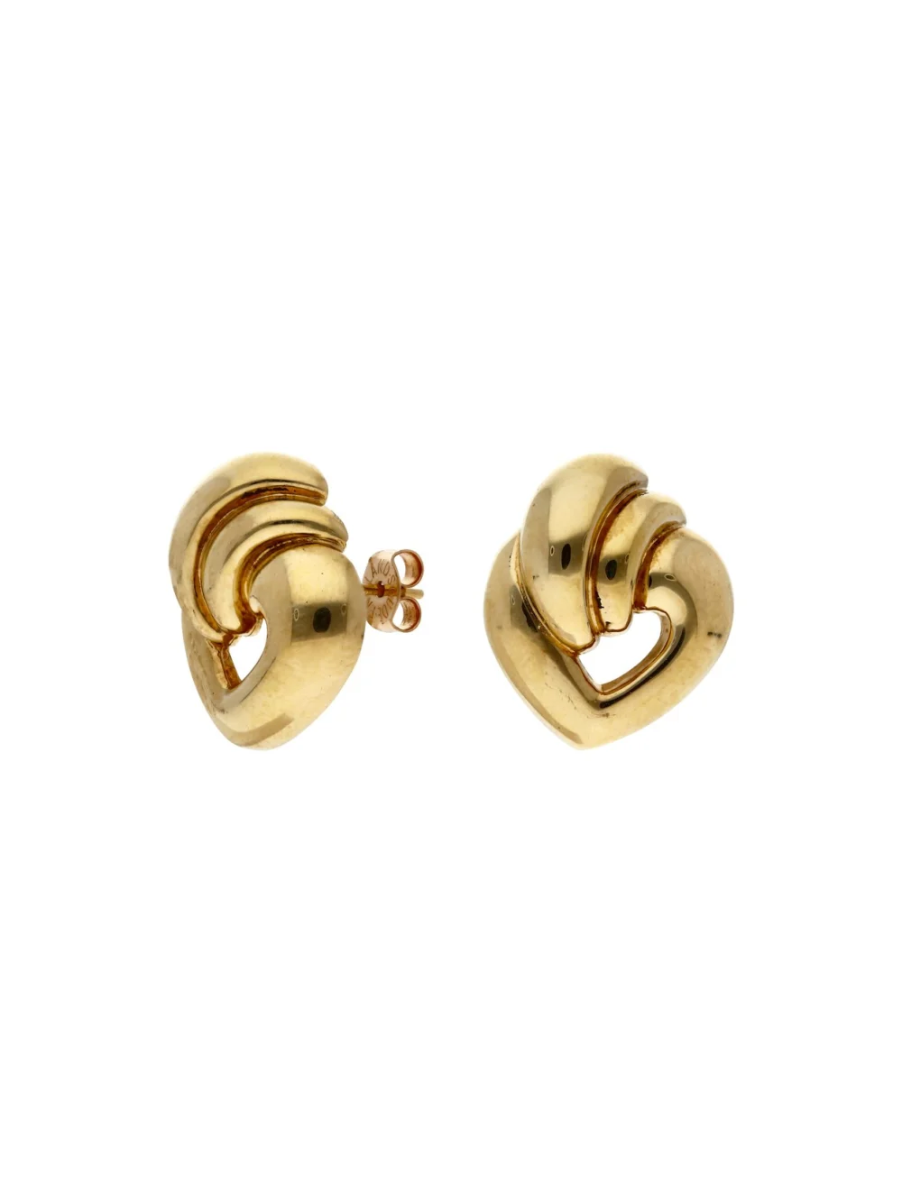 William May 9ct Yellow Gold Ribbon Wave Heart Stud Earrings