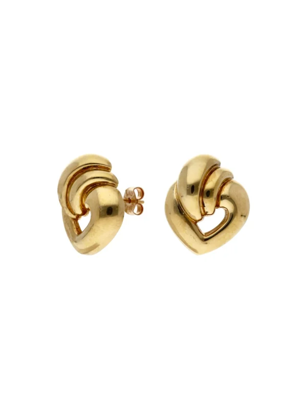 William May 9ct Yellow Gold Ribbon Wave Heart Stud Earrings
