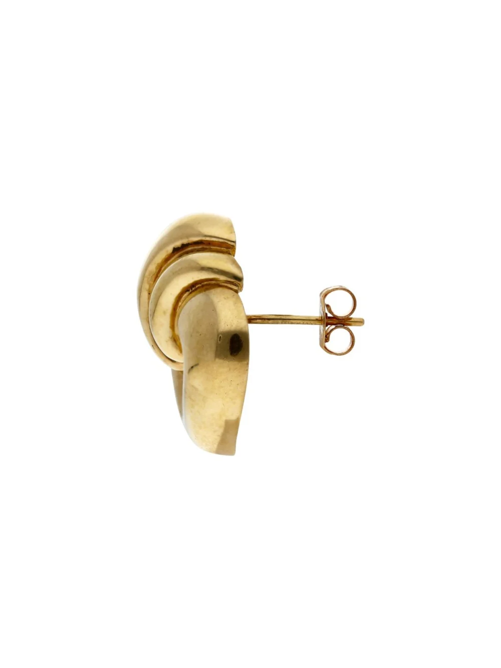 William May 9ct Yellow Gold Ribbon Wave Heart Stud Earrings, view 2
