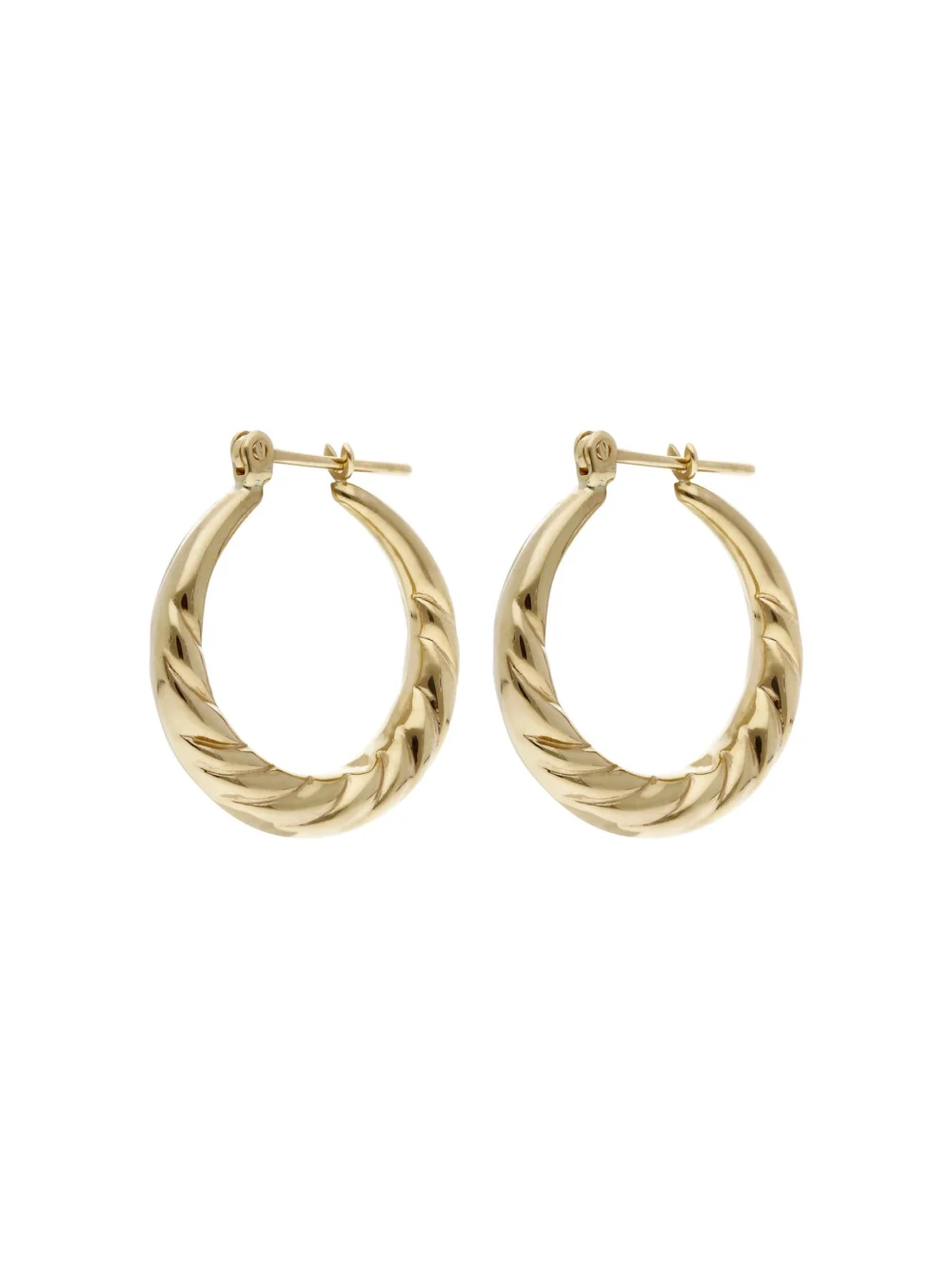 William May 9ct Yellow Gold Ridged Wave Hoop Creole Earrings