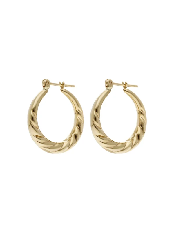 William May 9ct Yellow Gold Ridged Wave Hoop Creole Earrings