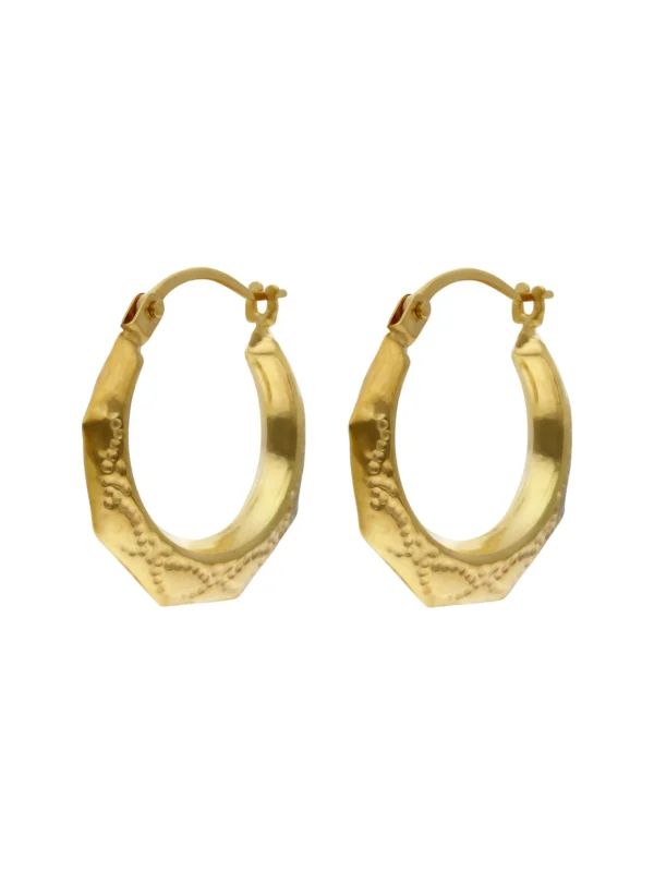 William May 9ct Yellow Gold Round Harlequin Creole Earrings