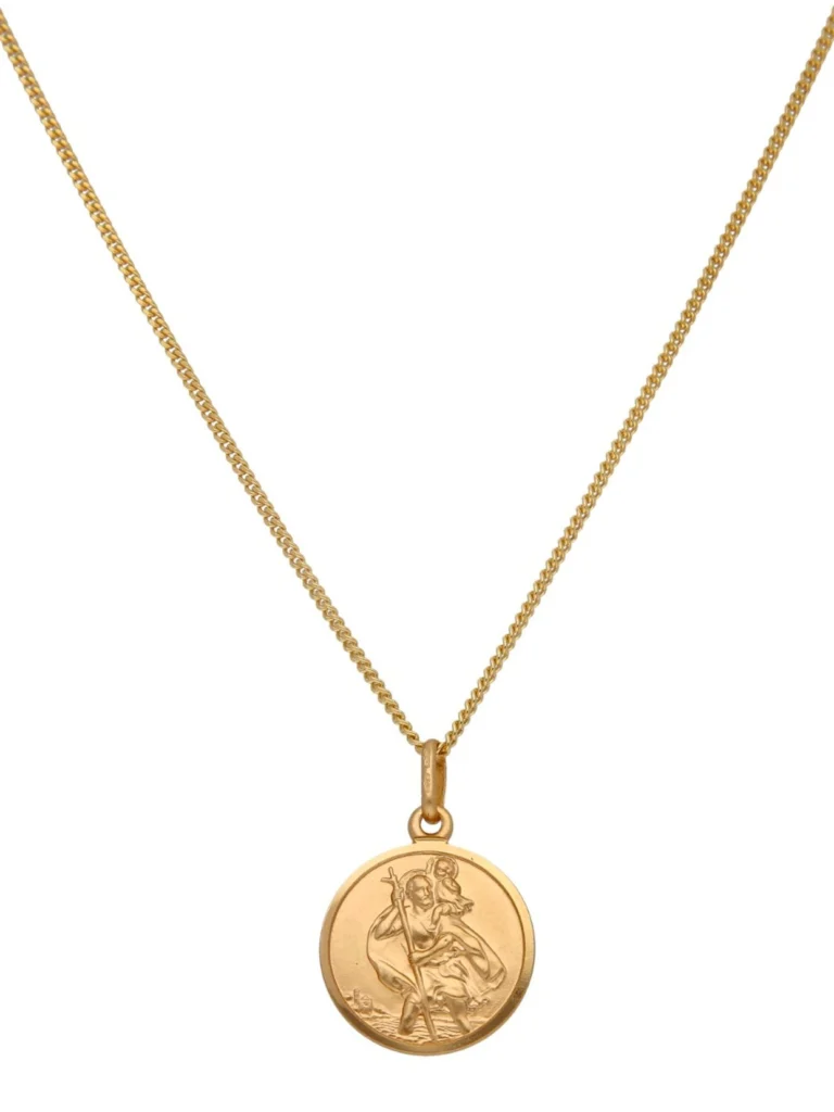 William May 9ct Yellow Gold Round St Christopher & 24" Necklace