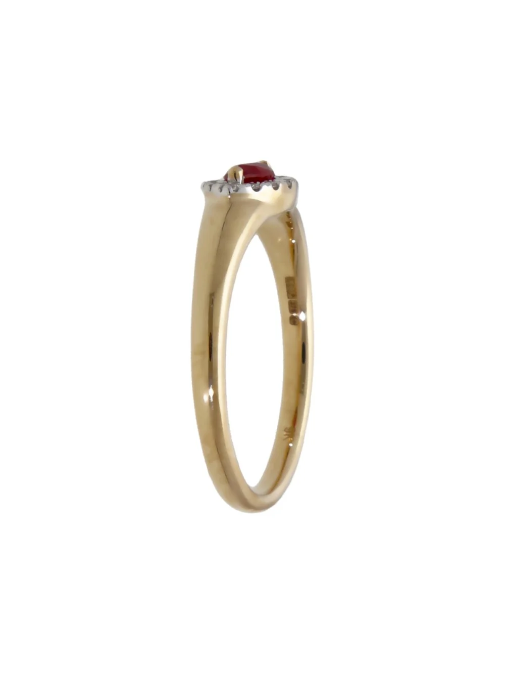 William May 9ct Yellow Gold Ruby & Diamond Halo Marquise Cluster Ring, view 2