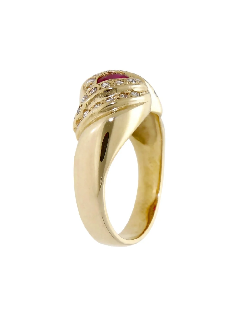 William May 9ct Yellow Gold Ruby & Diamond Twist Cluster Ring, view 2