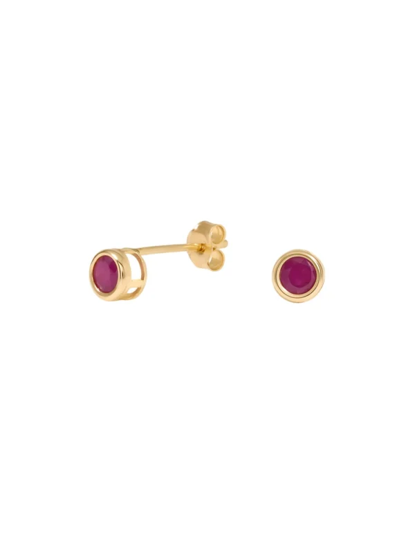 William May 9ct Yellow Gold Ruby Stud Earrings