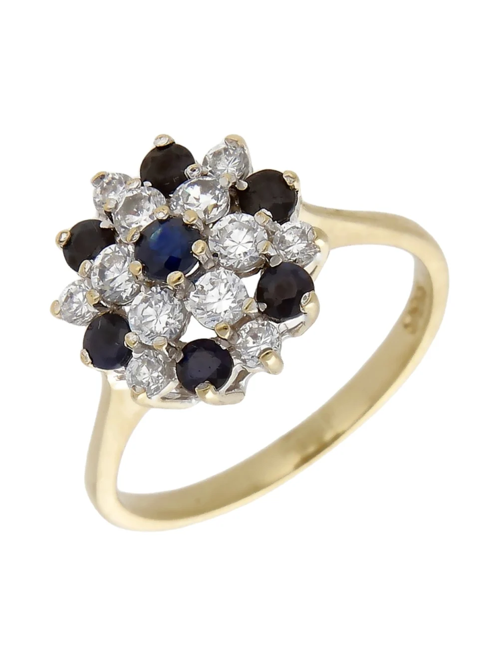William May 9ct Yellow Gold Sapphire & Cubic Zirconia Cluster Ring