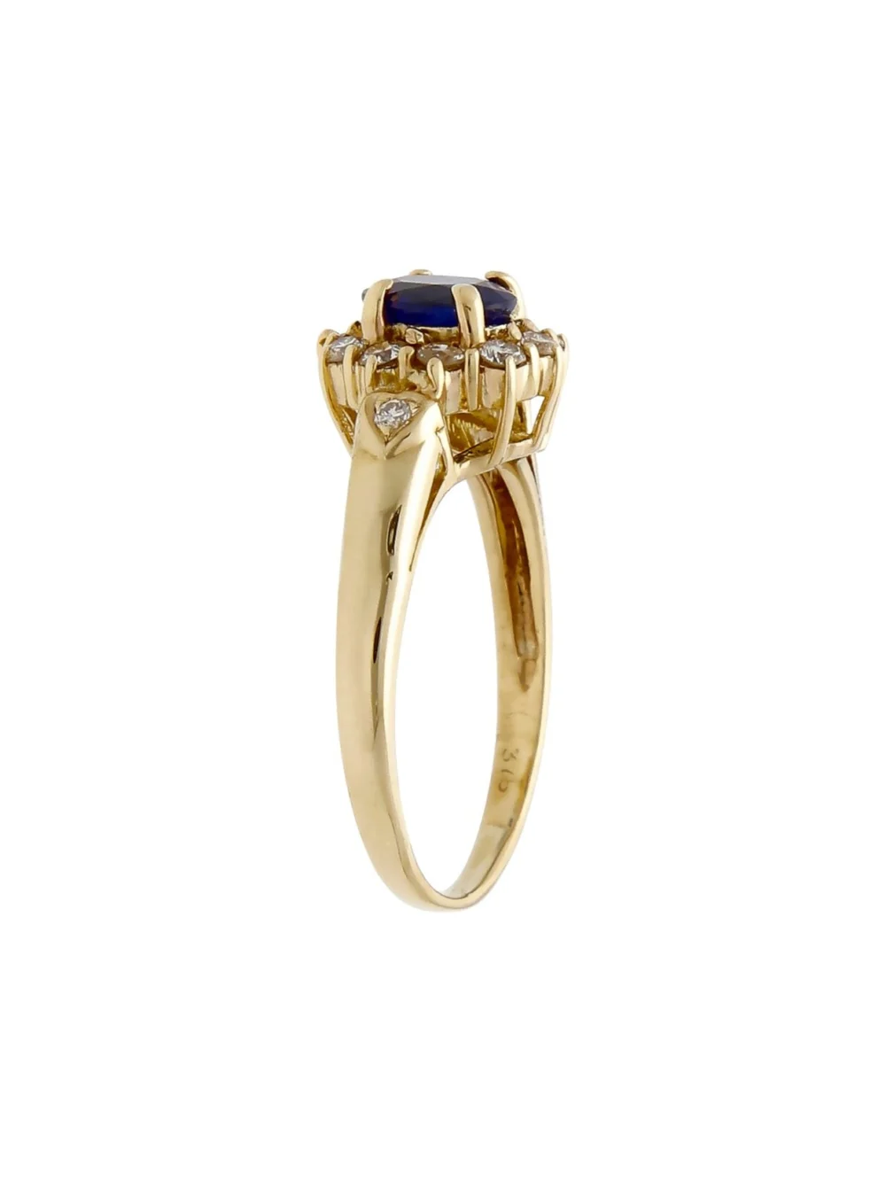 William May 9ct Yellow Gold Sapphire & Diamond Cluster Ring, view 2