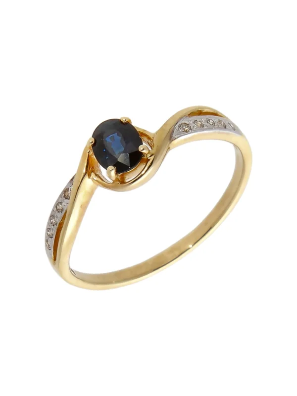 William May 9ct Yellow Gold Sapphire & Diamond Twist Ring