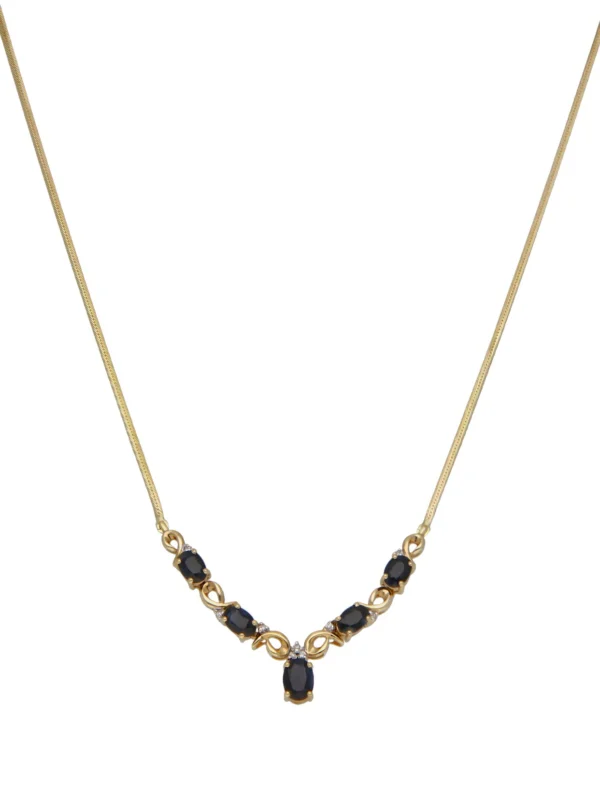 William May 9ct Yellow Gold Sapphire & Diamond Wishbone Necklet