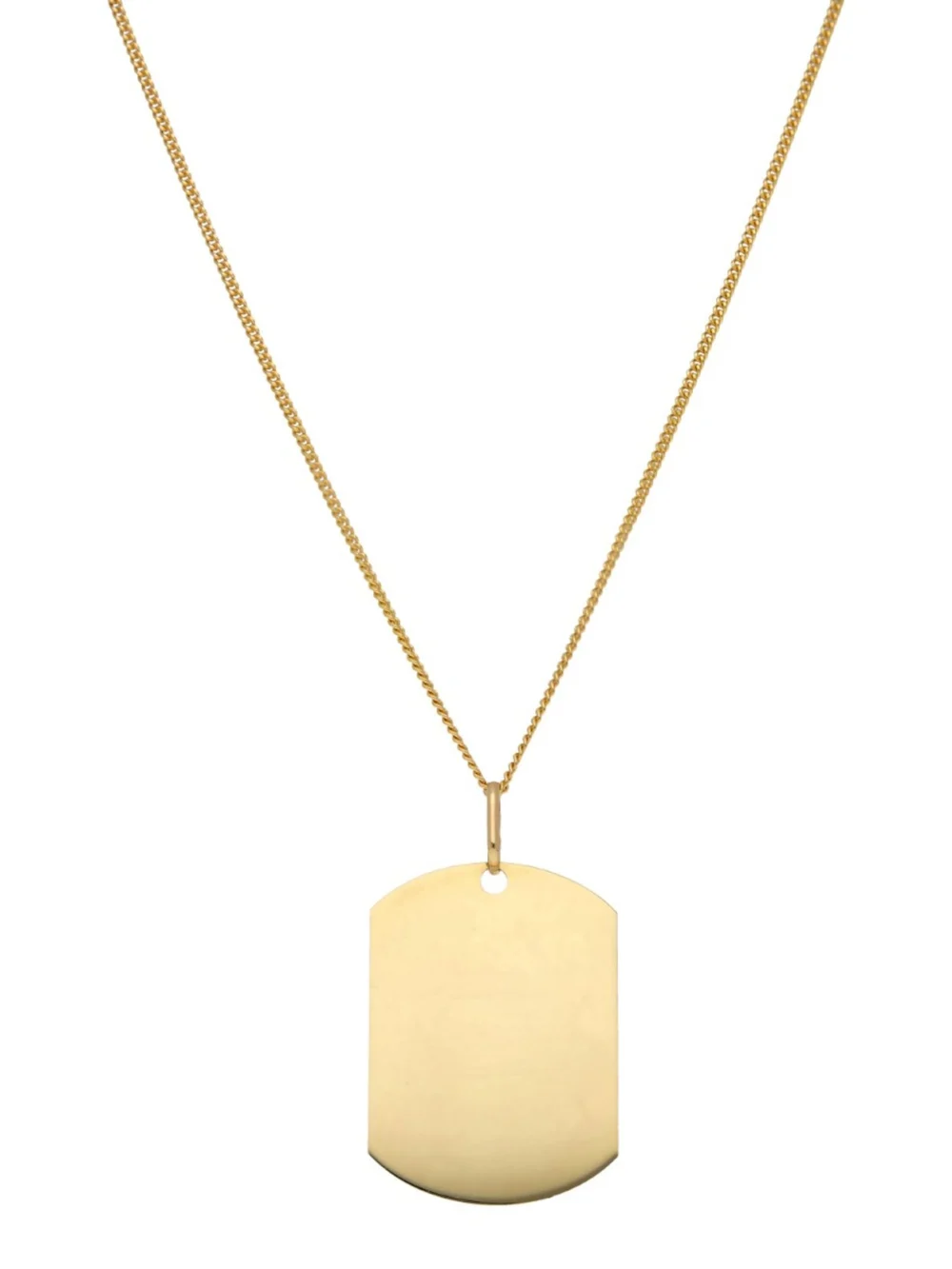 William May 9ct Yellow Gold Single Dog Tag Pendant & 24" Curb Necklace, view 3