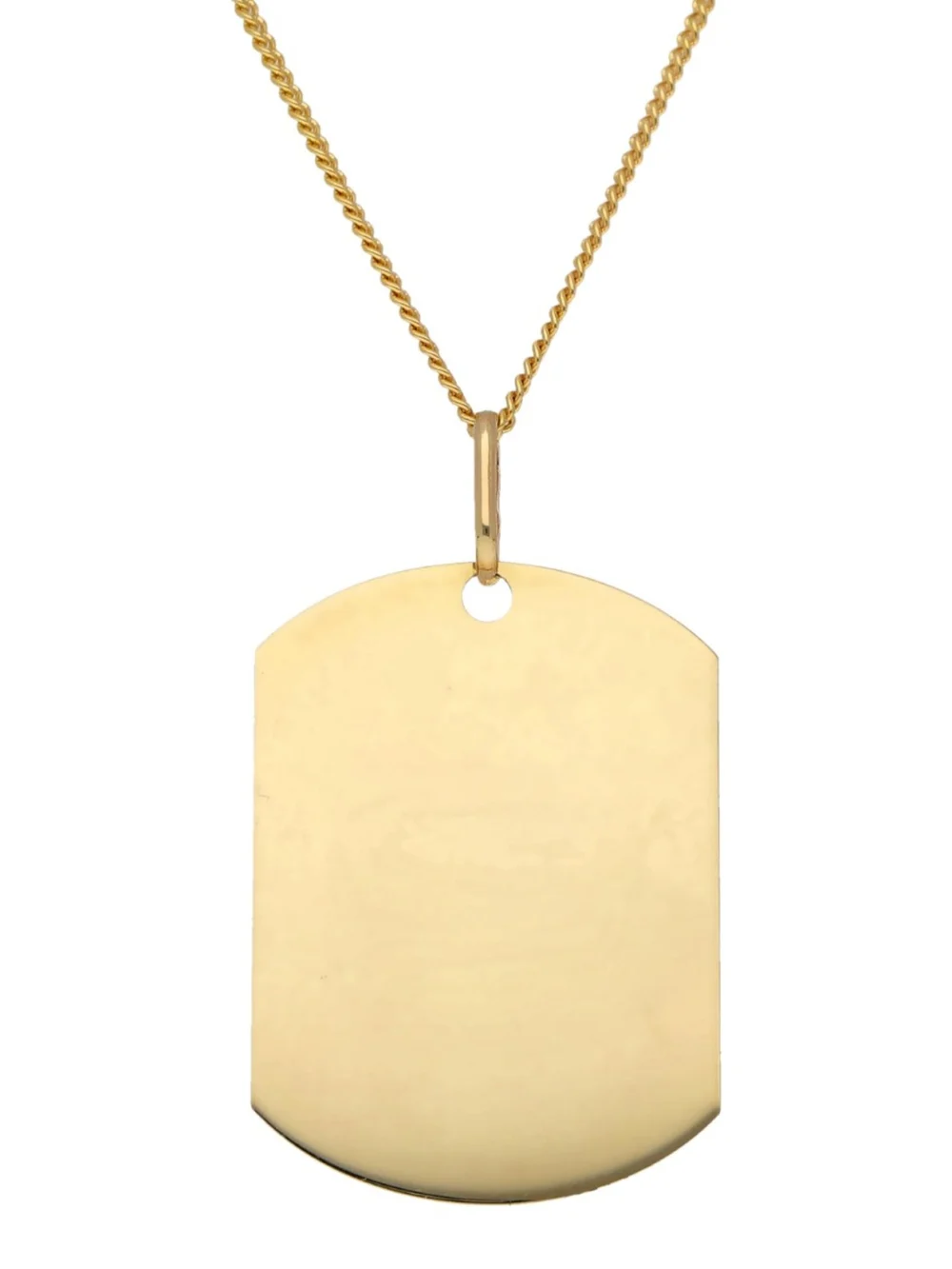 William May 9ct Yellow Gold Single Dog Tag Pendant & 24" Curb Necklace, view 4