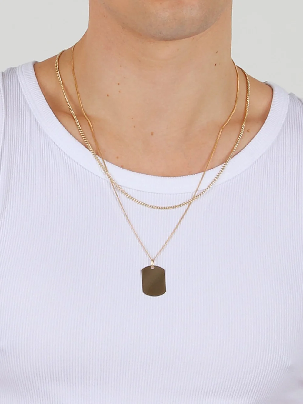 William May 9ct Yellow Gold Single Dog Tag Pendant & 24" Curb Necklace, view 5