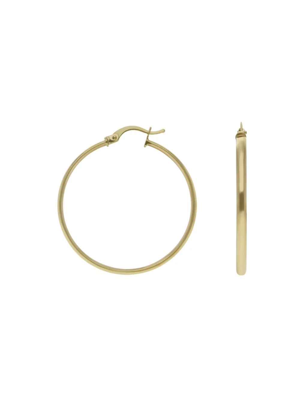 William May 9ct Yellow Gold Slim Polished Hoop Creole Earrings, view 2
