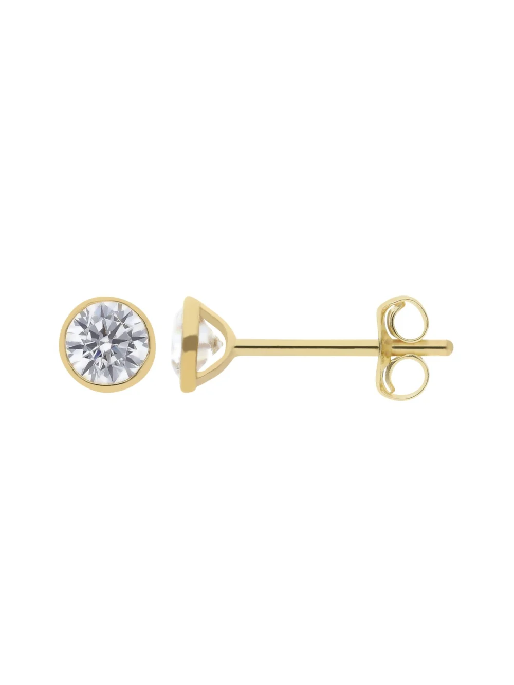 William May 9ct Yellow Gold Small 4mm Cubic Zirconia Stud Earrings