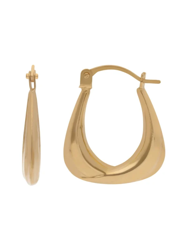 William May 9ct Yellow Gold Small Oval Patterned Hoop Creole Earrings
